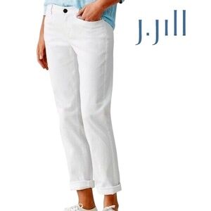 J. Jill Jeans Straight Leg Boyfriend Rolled hem 5 Pocket Dungaree Style White